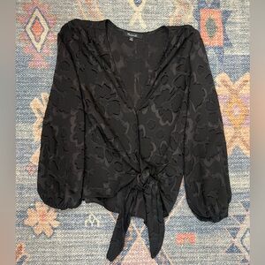 Madewell Black Floral Tie-Front Blouse